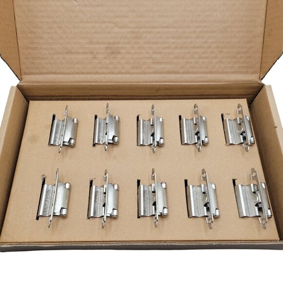 Cabinet Inset Hinges Satin Nickel 3/8" Inset Set of 10 - Picture 1 of 6